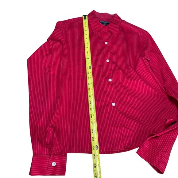 Vtg Polo Jeans Co Ralph Lauren Pinstripe Button Up Shirt Red Women's L Preppy - Picture 11 of 13